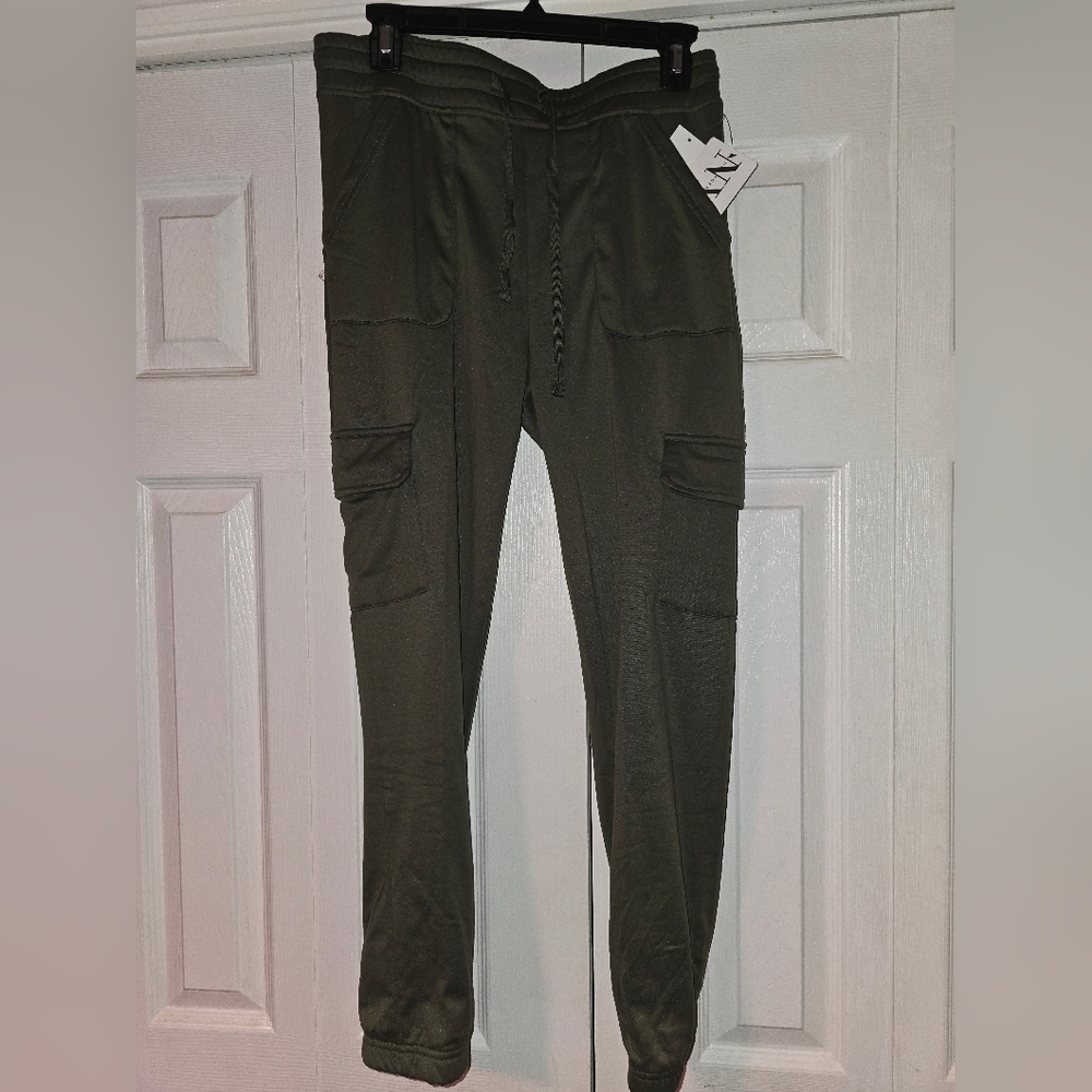 New York Laundry Womens Green Cargo Leggings